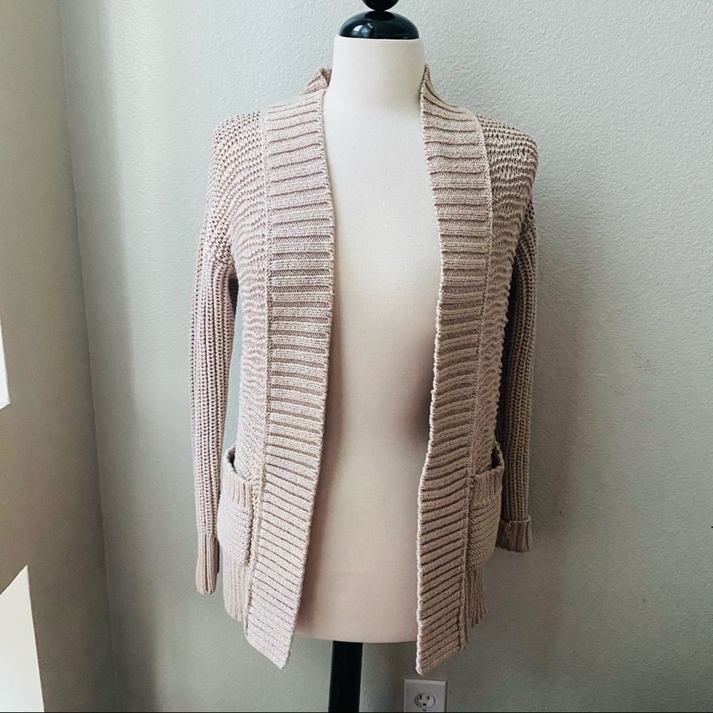 CLUB MONACO tan cable knit open cozy cardigan XS